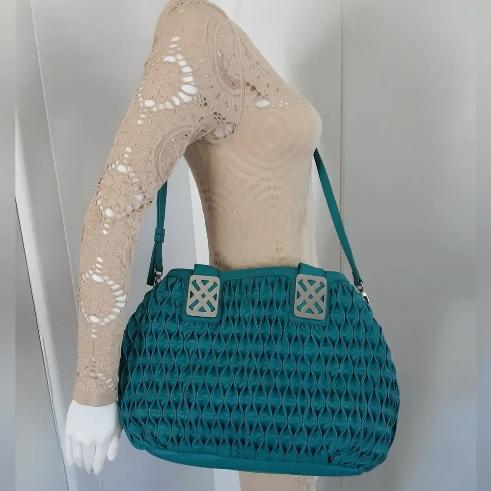 J HAWKENS LTD Teal 100% Leather Quilted Crossbody | Handbag NWOT